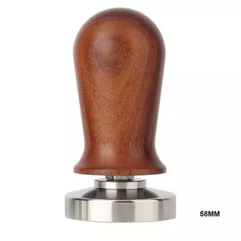 Темпер для эспрессо Темпер для кофе из нержавеющей стали с плоским основанием и деревянной ручкой Пресс для эспрессо 51MM коричневый