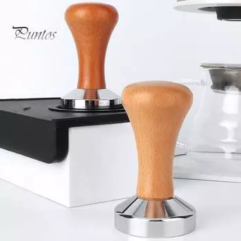 Темпер для кофе с деревянной ручкой, нержавеющая полированная поверхность, многоразовые аксессуары для тампера для эспрессо из нержавеющей стали 51mm