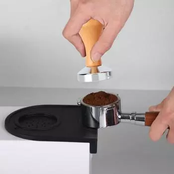 Темпер для кофе с деревянной ручкой, нержавеющая полированная поверхность, многоразовые аксессуары для тампера для эспрессо из медного сплава 51mm