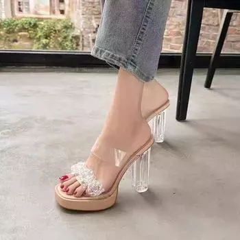 Темперамент элегантные тапочки sense 2025 женские интернет знаменитости новый нишевый дизайн sense женские босоножки на высоком каблуке с юбками универсальные 35