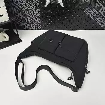 Temperament anti-splashing nylon cloth bag large capacity leisure commuting light dumpling bag sweet wind tooling shoulder bag чёрный