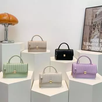 Temperament Bag Women s Bag New Korean Style Striped Small Square Bag Fashionable Chain Single Shoulder Simple Crossbody Small Square Bag