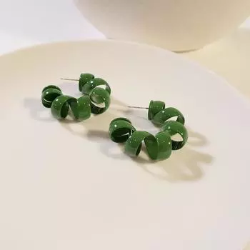 Temperament Big C Shape Earrings Exaggerate Spring Shaped Ear Stud Telephone Coil Earring Party красный