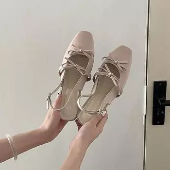 Temperament bow bag head empty sandals women s summer new outer wear bow high-end sandals 35