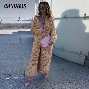 Temperament Commuter Lapel Вязаный кардиган Коллаж Однотонный Длинный женский трикотажный свитер S белый