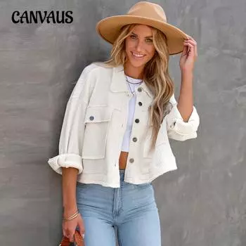 Temperament Commuter Женский вафельный кардиган с воротником поло и коротким топом Однотонная куртка S бежевый