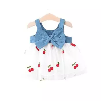 Темперамент для девочек-младенцев с бантом и узлом Love Mesh Denim Gress 80