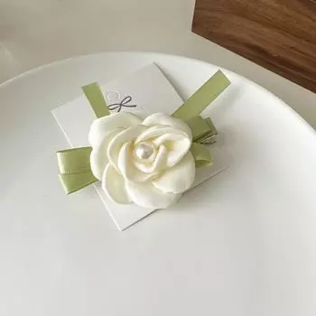 Temperament Elegant Flower Bridal Hairpin Luxury Camellia Bride Hair Clips Pearl White Wedding Headwear Hair Jewelry