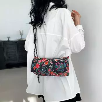 Temperament Fashion Design Crossbody женская сумка 2024 Новый иностранный стиль Цветок Большая вместимость Текстурированная портативная сумка через плечо чёрный