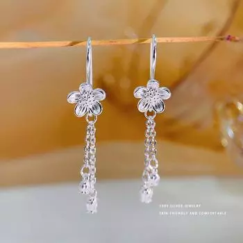 Temperament Flower Tassel Ear Hook Женские модные Temperament Универсальные новые серьги