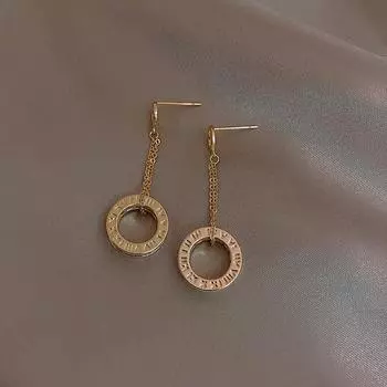 Temperament Girls Elegant Women Geometric Drop Earrings Crystal Round Circle Dangle Earrings золотой