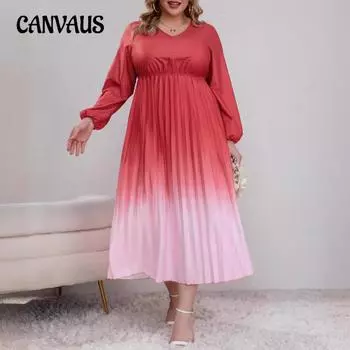 Temperament Градиент Цвет Прессованное Платье Плюс Размер Женщин Temperament L арбуз красный