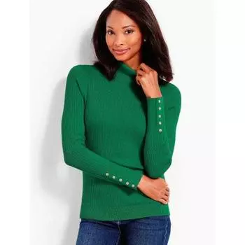 Temperament High Collar Slim Looking All-Match Stretch Sweater for Plump Girls Green S
