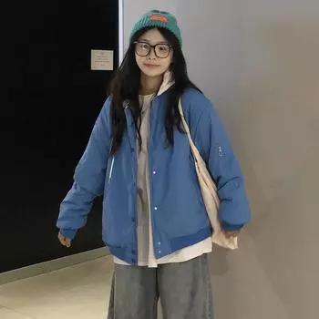 Temperament Hong Kong flavor comfortable padded jacket women s spring new Korean version student fashion hooded hip hop padded jacket women S чёрный