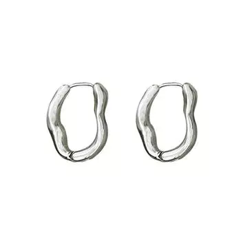 Temperament Hoop Earrings Twist Wave Wave Earrings Irregular Geometric Earrings Girls серебряный
