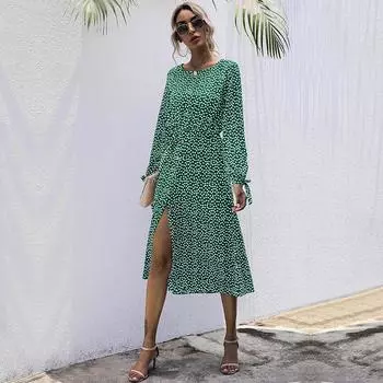 Темперамент и элегантность. Верхняя одежда. Модное платье с длинными рукавами и французским цветочным принтом. Ранняя осень. Женская одежда. S чёрный