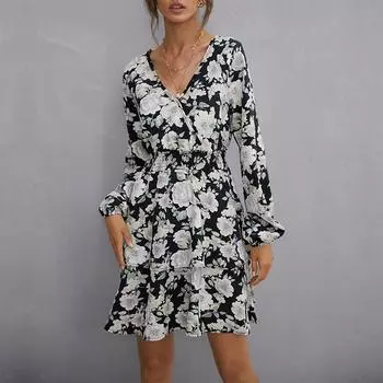 Темперамент и элегантность Верхняя одежда Весна и Осень Модные женские облегающие тонкие платья с длинными рукавами S