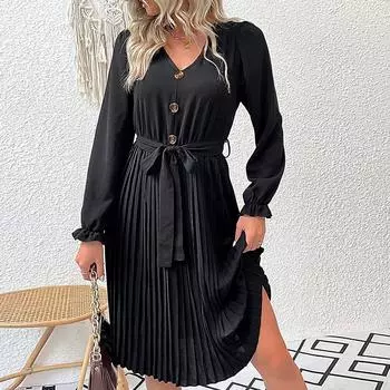 Темперамент и элегантность верхняя одежда модные женские платья с длинным рукавом осень S чёрный