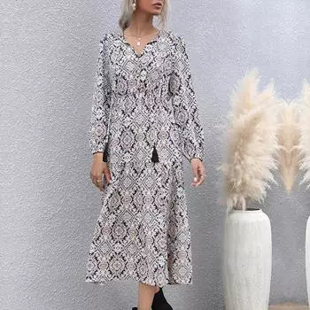 Темперамент и элегантность верхняя одежда осень средняя длина французский принт V-образный вырез длинный рукав подола разрез для женщин S королевский синий