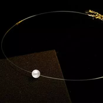 Темперамент и мода Прозрачное ожерелье из рыбьей лески Женская невидимая цепочка на ключицу Одиночный жемчужный кулон Простые ювелирные изделия для подарка девушке Copper