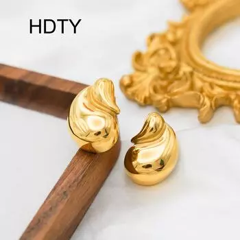 Темперамент, индивидуальный дизайн, размер из титановой стали, серьги-гвоздики в форме капли воды, модные и стильные, холодные и не выцветающие серьги. золотой