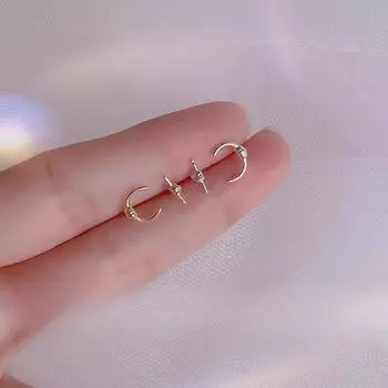 Temperament Ins Интернет Знаменитости Серьги Женский Дизайн Sense Серьги Ювелирные Изделия Простые Маленькие Серьги-Гвоздики