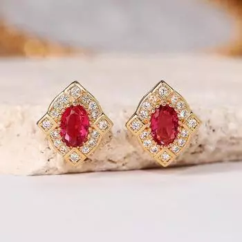 Темперамент Элегантные красные кубические циркониевые серьги-гвоздики Винтажные вечерние женские серьги пирсинг подарок на годовщину ювелирные изделия