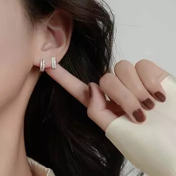 Темперамент Элегантные Женщины Геометрические Девушки Медные Круглые Круглые Кристаллы Серьги-кольца Квадратные A