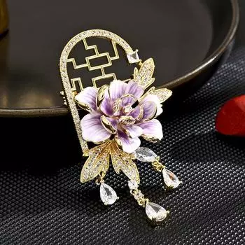 Темперамент Классический Национальный Стиль Элегантный Снежный Лотос Изысканное И Элегантное Пальто Брошь Анти-Свет Аксессуары фиолетовый