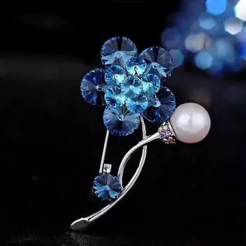 Темперамент Кристалл Слива Цветок Брошь Высокого Качества Женская Ретро Жемчужная Брошь Ниша Анти-Свет Булавка Костюм Аксессуары