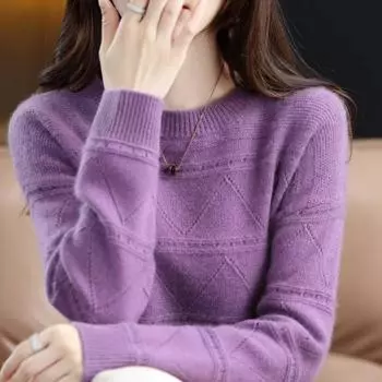 Temperament Круглый вырез плюс плюшевая толстая куртка-свитер женская осенне-зимняя корейская версия свободный вязаный базовый свитер S хаки
