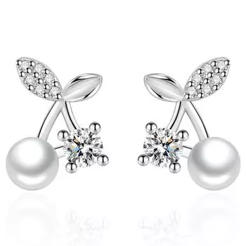 Темперамент Легкие Роскошные Украшения Для Ушей Серьги-гвоздики Белые Вишневые Серьги-гвоздики Дизайн Ниши Женский