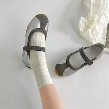 Temperament легкие серебристые балетки на плоской подошве женские новинка 2025 года весна ретро французские туфли Мэри Джейн 35 серебряный