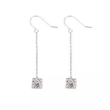 Темперамент Личность Универсальный Неправильный Кубик Украшенный Бриллиантами Длинные Подвесные Серьги с Бахромой Серьги Женские