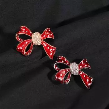 Temperament Lovely Bow Women Enamel Crystal Scarf Button Fashion Jewelry Bowknot Brooch Brooch Pins розового золота