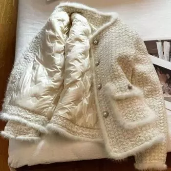 Temperament маленькая ароматная куртка для женщин зимой, модный топ из искусственного меха норки, уменьшающий возраст, топ нежного стиля S