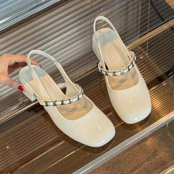 Temperament Mary Jane single shoes women s thick heel bag head sandals summer new versatile not tired feet high heels 35