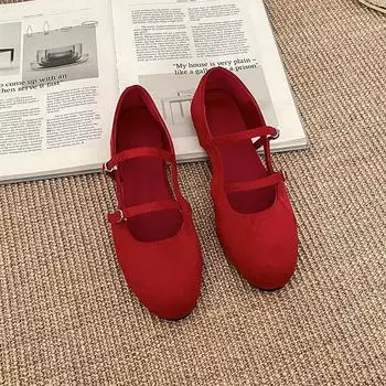 Temperament matching skirt Mary Jane shoes women s spring and summer new shallow mouth flat sole shoes round head 35