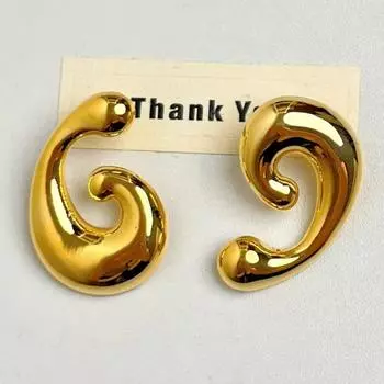 Temperament Metal Earrings Advanced Sense Stud Earrings Asymmetric C-shaped Circle Earrings Women серебряный