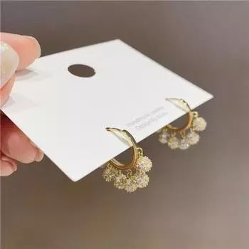 Темперамент, микроинкрустированный циркон, металлический шарик, круглая пряжка для ушей, творческая личность, простые универсальные украшения для ушей