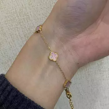 Темперамент, мода и популярный браслет из титановой стали с четырьмя листьями натуральной фритиллярии, лучший подарок