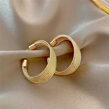 Темперамент Модные металлические круглые металлические серьги-кольца для женщин и девочек Подарочные ювелирные изделия оптом золотой