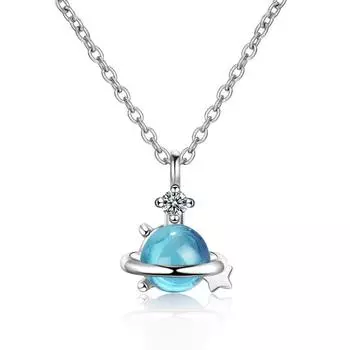 Темперамент Модный Голубая Планета Кулон Ожерелье Студенты Короткий Раздел Ключица Цепь Женский Прилив Ожерелье Подарок для Подруг copper
