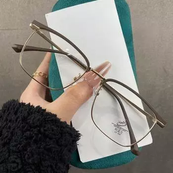 Темперамент Молочный Кофе Модные Очки Квадратные Черные Оправы Для Бровей Проволока Защита Глаз Анти-Синий Свет Зеркало Плоского Света Можно Оснастить Очками glasses frame [without liner]
