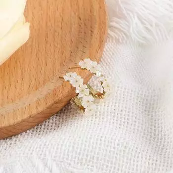 Temperament New Circle Geometric Women Cute Round Hoop Earrings Shell Earrings Flower золотой