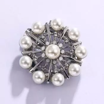 Темперамент Нежный Белый Жемчуг Стразы Снежинка Брошь Аксессуары Булавка Женская Шарф Кнопка