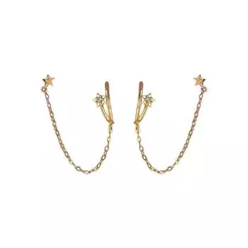 Темперамент Новый стиль Модный крючок Пятиконечная звезда Проволока Двойные серьги для пирсинга ушей Темперамент Серьги-цепочки