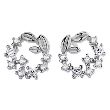 Темперамент Оливковые ветки Круглый цветок Маленькие серьги-сверла Серьги