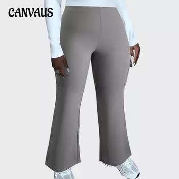 Temperament Pant Slim Micro Trousers Autumn Workwear Pockets Plus Size Micro Elastic Straight Women s Trousers 1XL серый