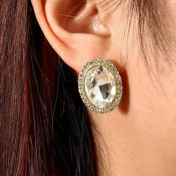 Temperament Party Baroque Oval Stud Серьги Корейский Стиль Женские Кристалл Серьги Цинк Цинковый Сплав красный